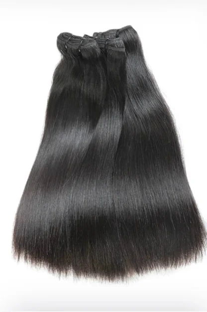{3Pcs+Frontal} Double Drawn Bone Straight Virgin Human Hair Weaves Straight Hair 3 Bundles with Frontal - Image 4