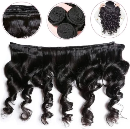 {3Pcs+Closure} Double Drawn 3 Bundles Loose Wave Hair Weaves With 5x5 Lace Closure - Image 2