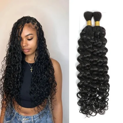 Water Wave Bulk Human Hair Extension For Braiding No Weft Bulk  100g One Bundle/Pack - Image 2