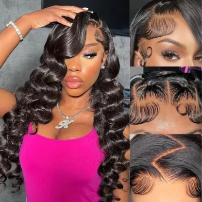 13x4 Breathable Cap Lace Frontal Wig | Loose Wave Ear-to-ear Glueless Lace Pre-Bleached Knots Human Hair - Image 2