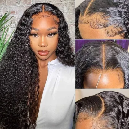 Jerry Curly Pre-Cut 5x5 Lace Closure Real Glueless Wig Pre-Plucked/Pre-Bleached Natural Black Human Hair Wigs - Image 2