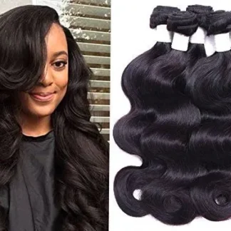 {3Pcs+Closure} Double Drawn 3 Bundles Body Wave Hair Weaves With 5x5 Lace Closure