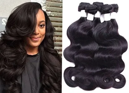 {3Pcs+Closure} Double Drawn 3 Bundles Body Wave Hair Weaves With 5x5 Lace Closure