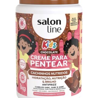 Salon Line - Linha Creme para Pentear (Kids) - Cachinhos Nutridos Chocolate 1 Kg - (Combing Cream (Kids) - Nourished Curls Chocolate Net 35.27 Oz)